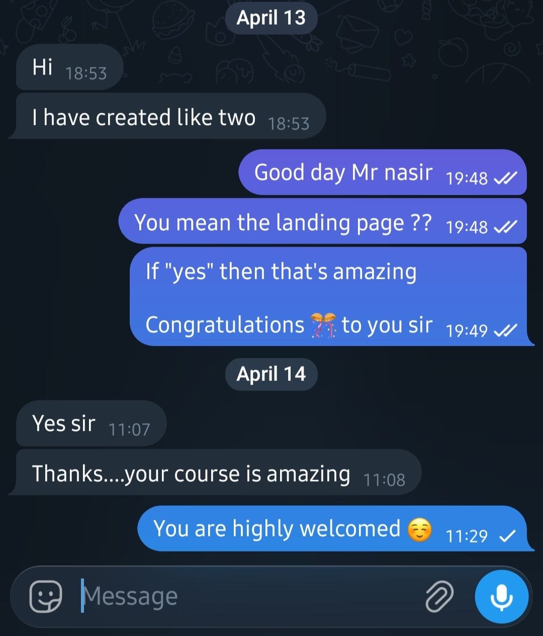 Student Testimonial Screenshot 1